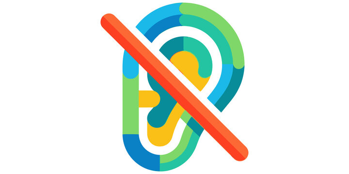 colorful abstract deafness and hearing impairment symbol isolated on transparent background