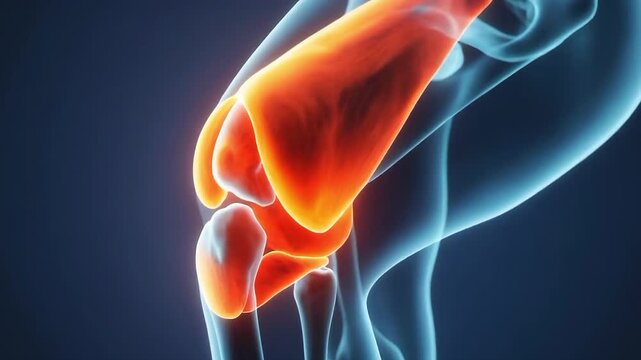 Human knee joint inflammation 3d medical animation. 4K Video