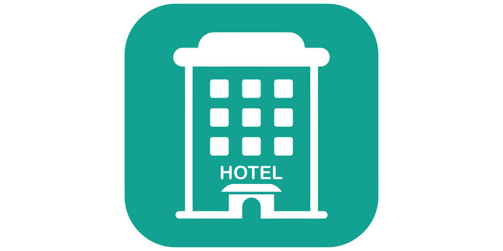 Hotel building icon symbol isolated on transparent background