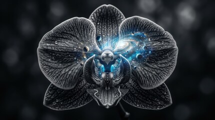 Fototapeta premium Cosmic Orchid Flower with Galaxy Center