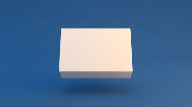 Clean White Rectangular Box Floating Against a Solid Blue Background Minimalist Product Presentation Concept