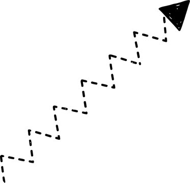 Hand drawn zigzag arrow pointing up representing growth and success