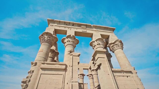 The ancient and historical Philae Temples complex in Aswan, which was built by the ancient Egyptian pharaohs. It was built during the third century BC. it built to worship the goddess "Isis" - Egypt.