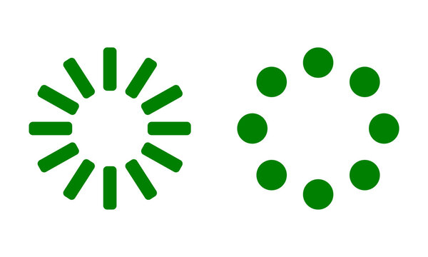 Green Loading Icons Set Isolated on Transparent Background PNG Progress Spinner Vector Symbols