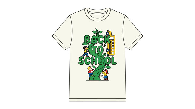 Back to school t shirt with green beanstalk graphic and kids t shirt beanstalk