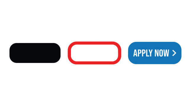 Rectangular button set with text flat icon on white background