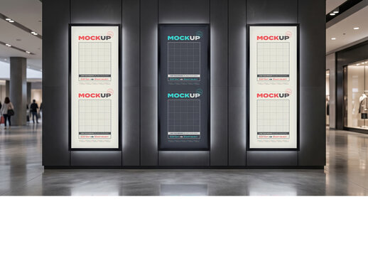 Three Long Signs on Shopping Mockup
