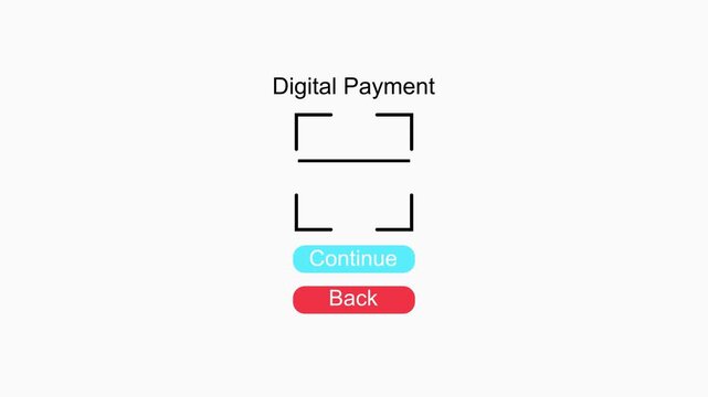 Digital payment confirmation with scan animation and thank you success message.Modern technology icon for digital scanning and mobile payment system.