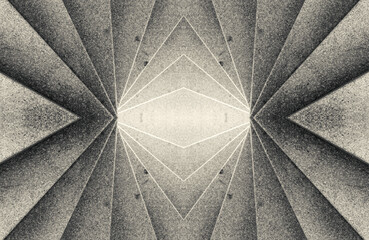 Obraz premium Abstract symmetrical architectural stone pattern with monochrome geometric lines