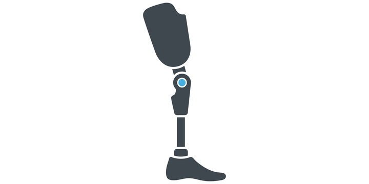 Advanced bionic prosthetic leg with knee joint isolated on transparent background