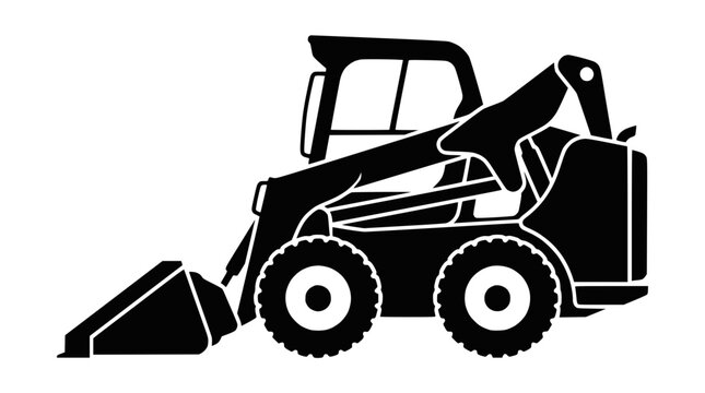 Compact skid steer loader silhouette construction machine icon.