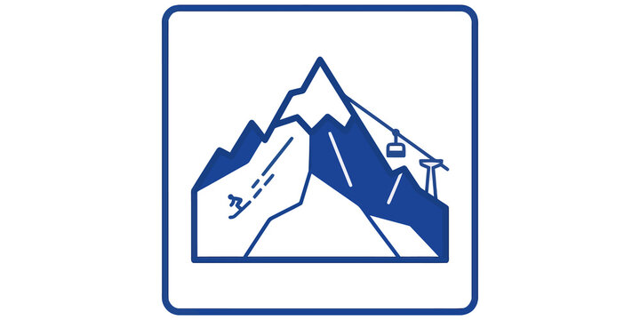 blue mountain ski resort winter landscape icon isolated on transparent background