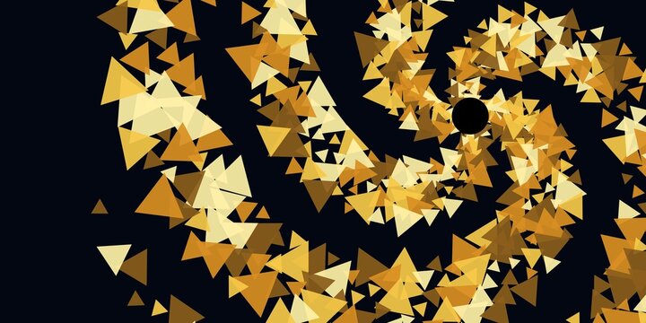 Abstract background featuring multiple golden triangle shapes arranged in a swirling motion.