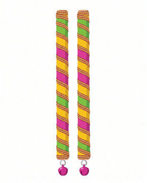 Flat vector illustration of traditional Indian Dandiya stick pair isolated on white for Navratri Garba greeting cards branding and festive design