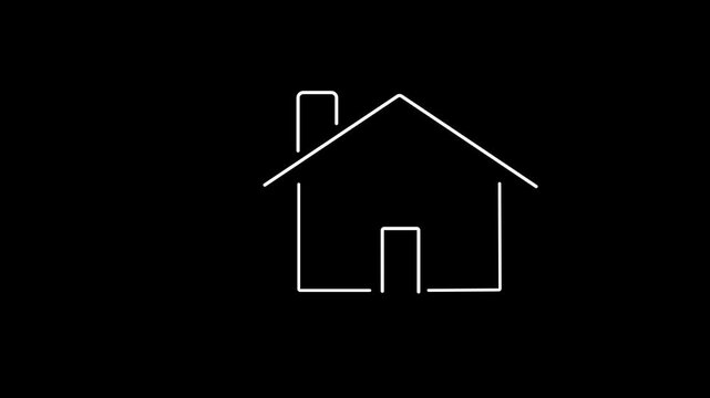 House line icon vector illustration isolated on black background animation...