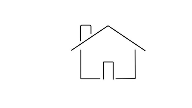 House line icon vector illustration isolated on black background animation...