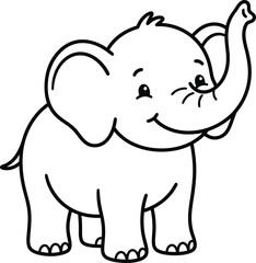 Fototapeta premium Cute baby elephant line art vector illustration