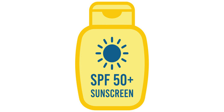 Sunscreen lotion bottle with spf 50 protection isolated on transparent background