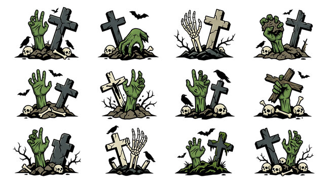 Set of diverse cartoon people characters in black and white vector style isolated on transparent background And,  Happy halloween 2026, Halloween 2026,