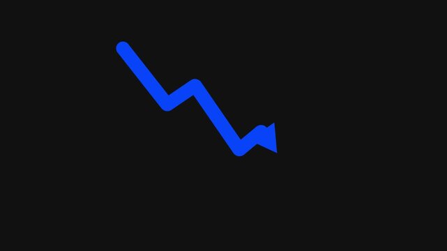 Animated arrow pointing down on black background .Arrow down Loop Animation concept. 4k video