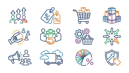 Fototapeta premium Set of business and marketing hand drawn icons.