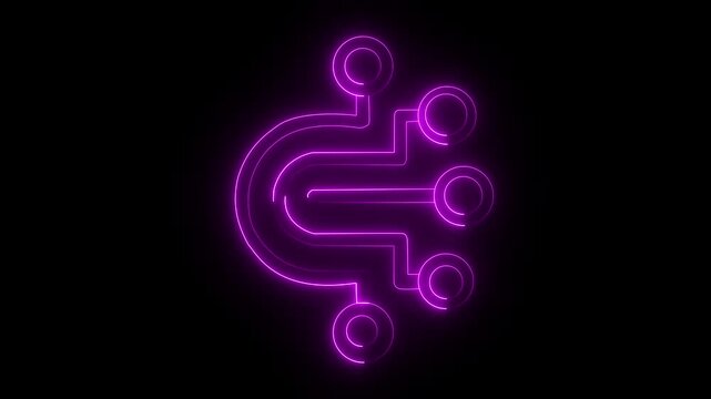 Digital data cyan color icon animation. Animated line machine learning .Glowing Technology Abstract Animation Digital Circuit Board Glowing Lines Nodes Network.