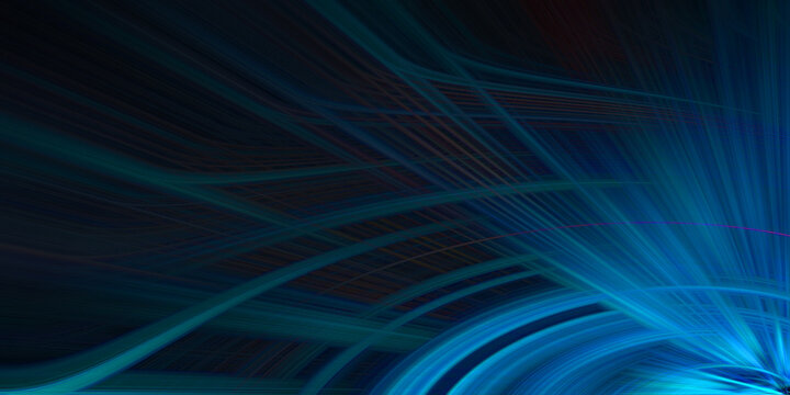 Abstract background featuring vibrant glowing blue lines sweeping across dark backdrop.