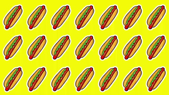 Seamless Hot Dog Pattern Animation