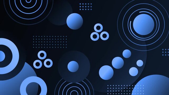 Monochrome geometric circles background, Abstract geometric background with circles gradients creating modern minimalist animation