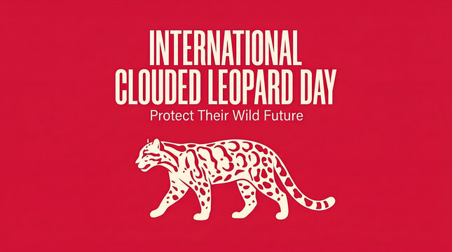 Minimalist Clouded Leopard Awareness Vector Conservation Theme Design