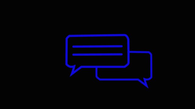 Massage icon animation on a black background. mail box, notification, chatting message concept.