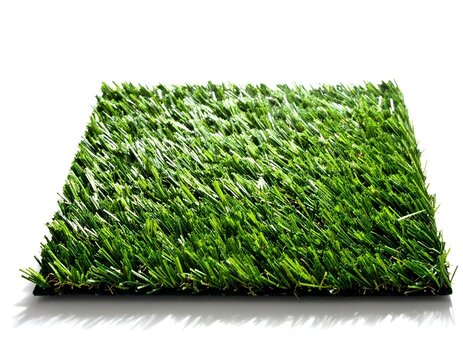 Square patch of artificial turf grass isolated on white background