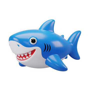 3d rendered cartoon shark inflatable toy with sharp teeth and vibrant colors
