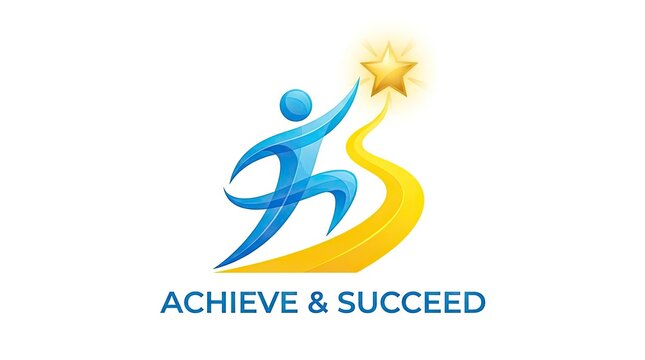 Achieve and Succeed abstract figure logo design.