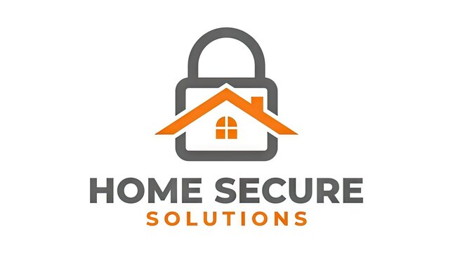 Home security logo with house and padlock symbol.