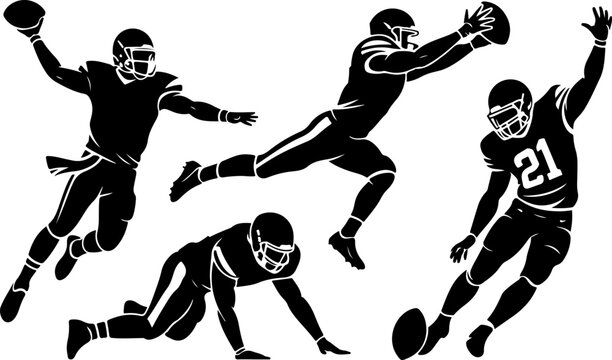 American Football Player Silhouette SVG Bundle