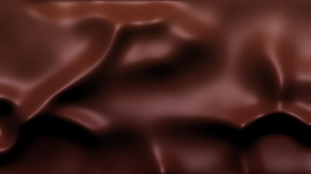 Melted dark chocolate flowing creating waves