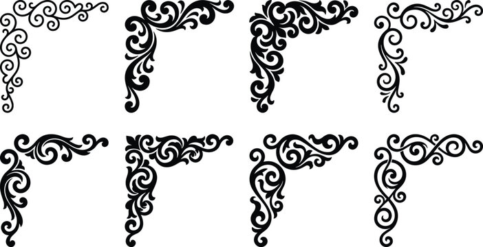 Vintage Ornamental Corner Border Vector Set for Elegant Frame and Certificate Designs