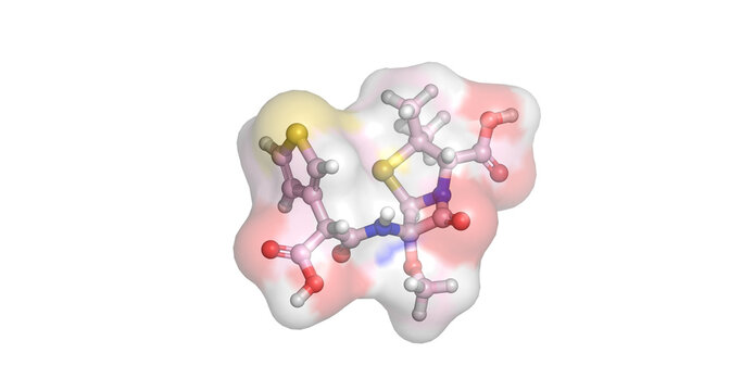 Temocillin, beta-lactamase-resistant penicillin for Gram-negative infections, 3D molecule spinning, 4K