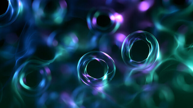 Glowing Neon Spheres Abstract Digital Technology Background