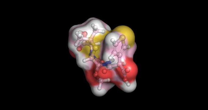 Temocillin, beta-lactamase-resistant penicillin for Gram-negative infections, 3D molecule spinning, 4K