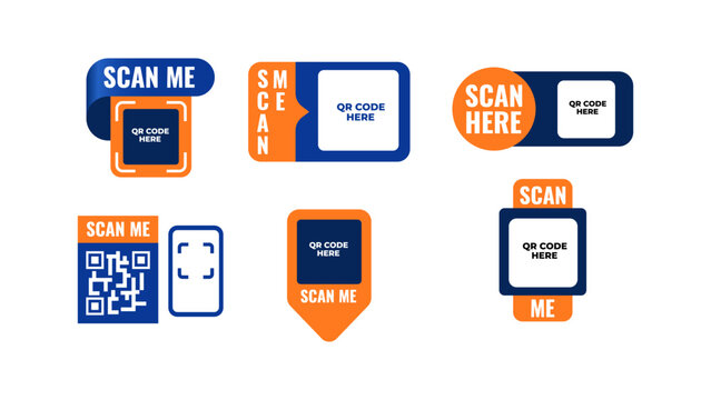 Modern QR Code Frame Label Collection Vector Templates