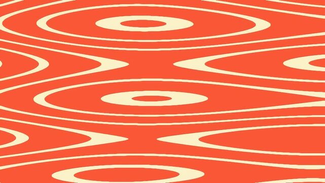 Retro orange and cream geometric pattern with oval shapes