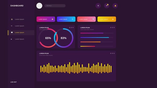 Neon Analytics Dashboard Loop Motion Graphic Background
