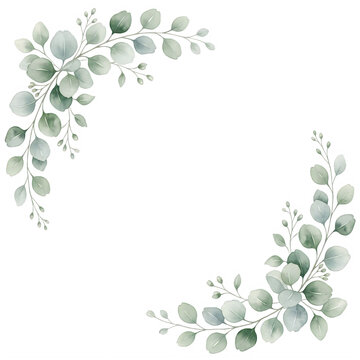 Watercolor Eucalyptus Leaves Branch Decorative Illustration Design transparent background