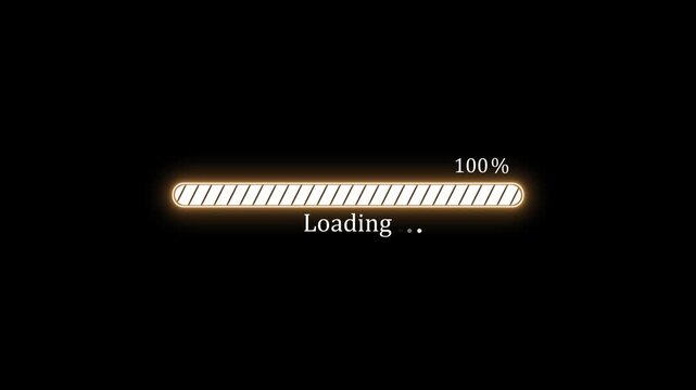 Glowing loading progress bar percentage animated, Simple waiting loading animation