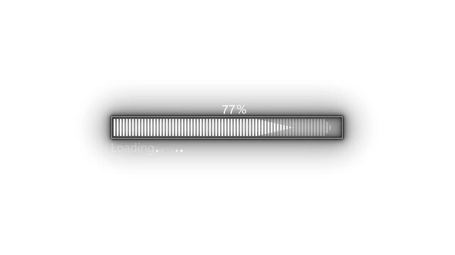 Glowing loading bar percentage loading text suggesting progress update and waiting animation