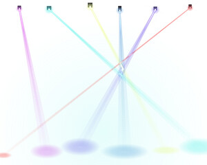Obraz premium Abstract colorful lines with glowing dots connecting to light circles on a clean surface showing modern digital network design