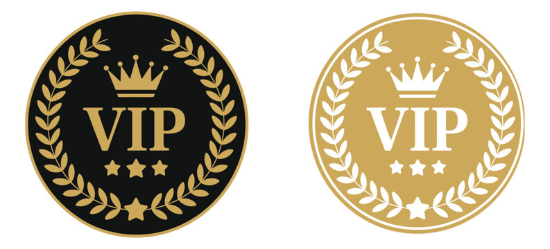 VIP Gold Badge premium black and gold badge symbols, luxury membership labels