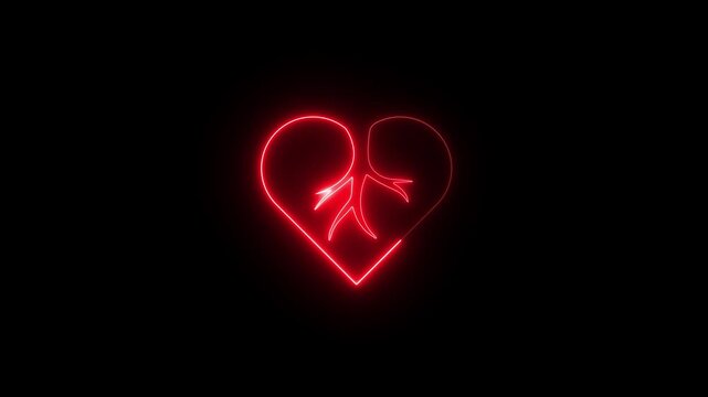 Red broken heart icon animation. Cracked on heart icon. Symbol divorce or heartbreak.